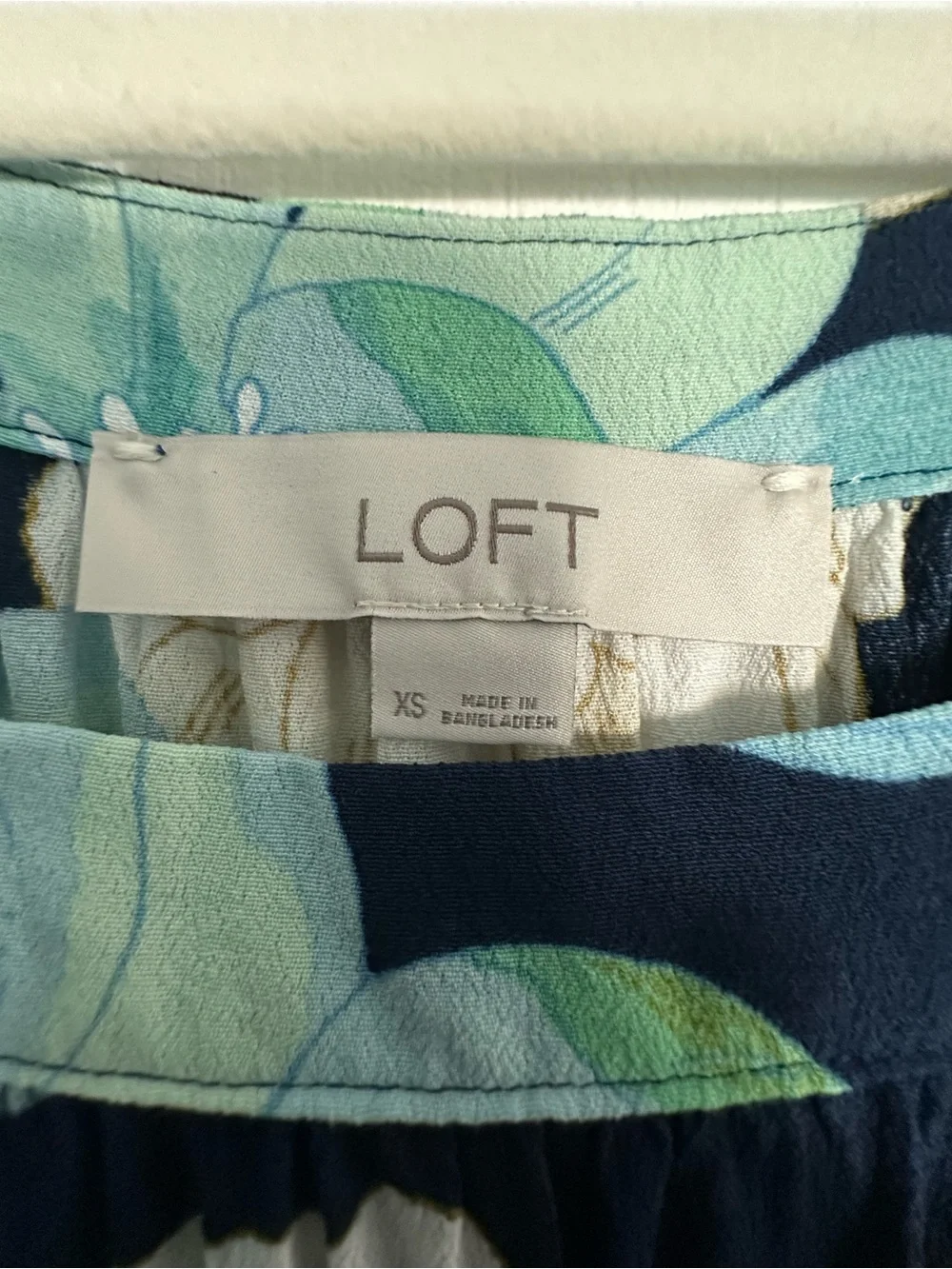 LOFT NWOT Navy Floral Square-Neck Blouse with Blue & White Flowers Never Worn!